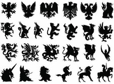 Heraldry 25 pcs 1 Inch Black Fused Glass Decals