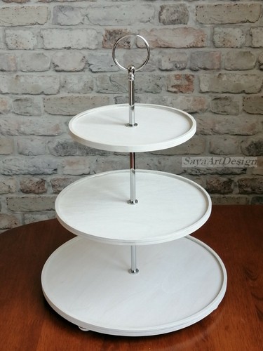 Wooden Tiered Tray 10 inch. Farmhouse 3 Tier Tray Stand. Triple Cake stand. - Picture 16 of 16