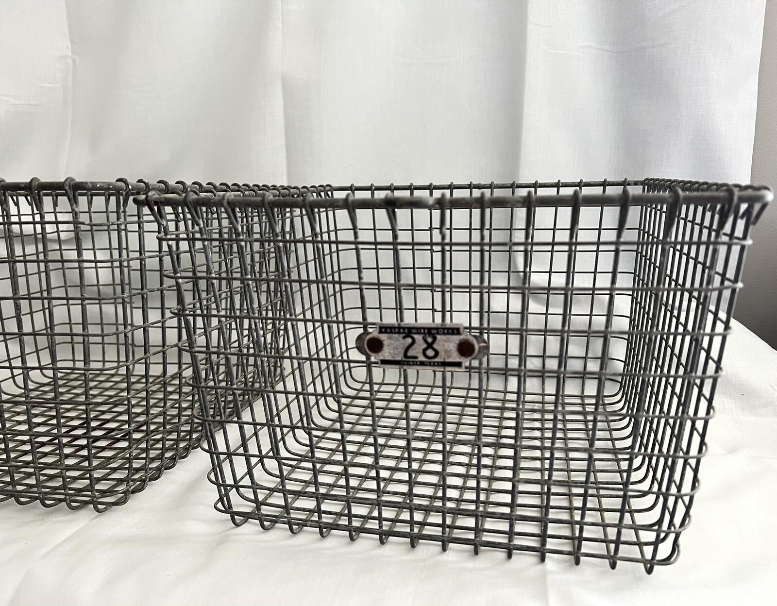 2 Vintage Kaspar Wire Works Gym Locker Bin Baskets Shiner Texas 28
