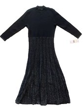 Nanette Lapore Black Evening Dress, Shimmery Bottom, Ribbed Top,43inch long (M)