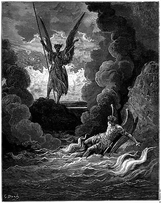 絵画+タペストリー EI Diablo Gustave Dore's Satan and Beelzebub Print (1870). Art Prints