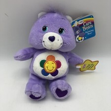 Care Bears Harmony Bear Plush 6.5" Purple Rainbow Flower 2004 NO SOUND wTag.