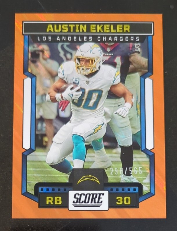 🏈2023 Score Austin Ekeler 144 Orange Lava parallel Chargers football /565 RB