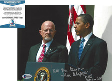 JAMES CLAPPER DIR OF NATIONAL INTELLIGENCE SIGNED 8x10 PHOTO NSA BECKETT COA BAS