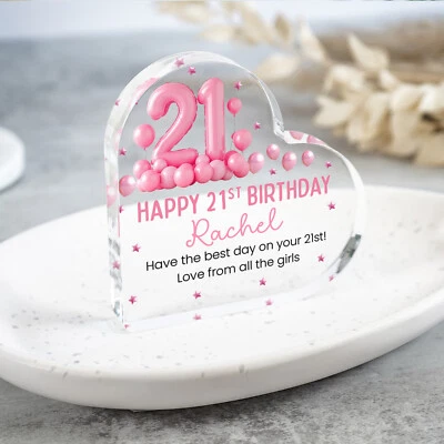 FROM WILLOW Personalised Happy 21st Birthday Gift Plaque, Birthday Gift For Her