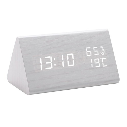 Digital Clock Triangular Led Alarm Clock Table Humidity Temperature - Picture 3 of 9
