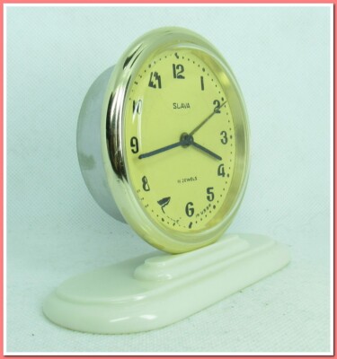 Slava alarm clock, mechanical, vintage decoration year 1980's #15225