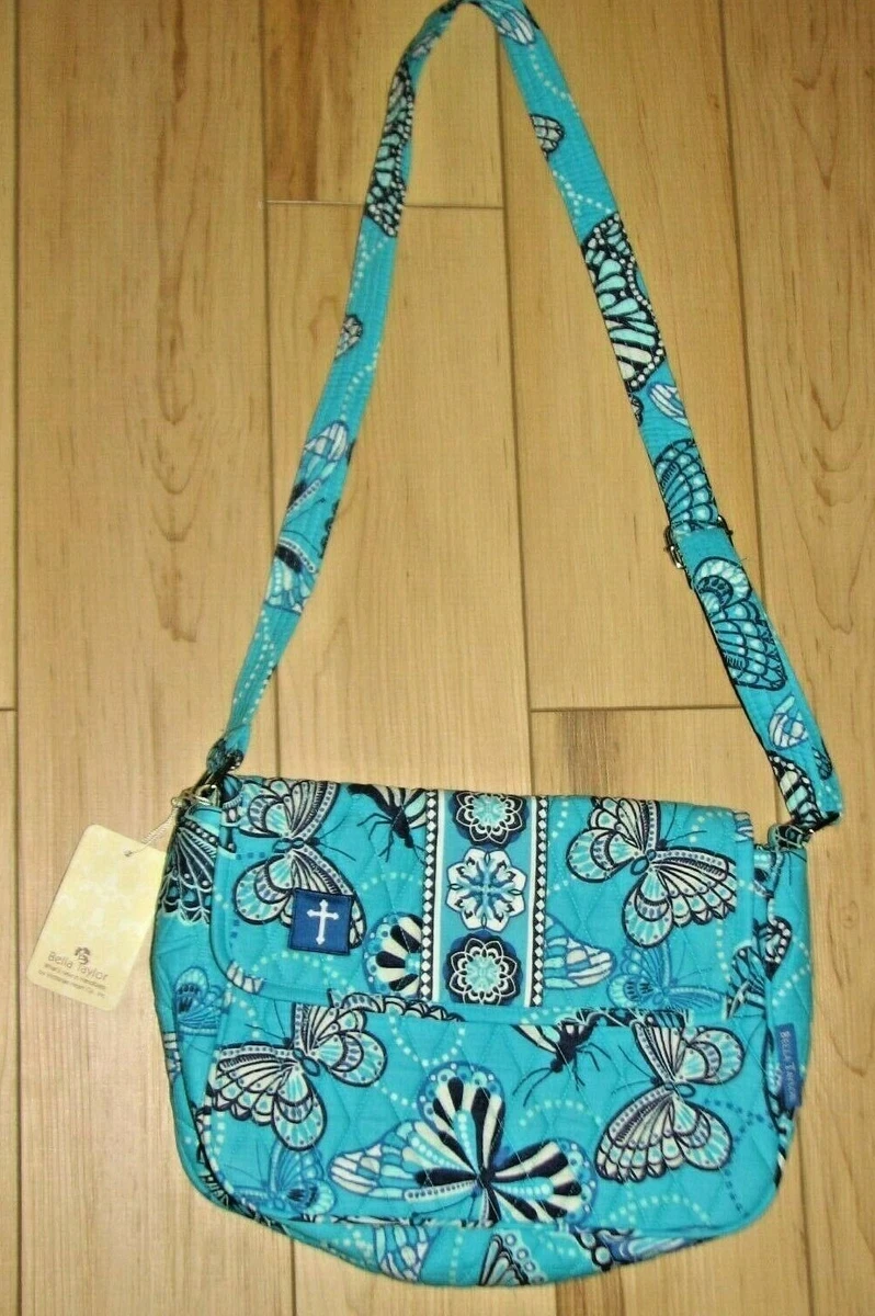 BELLA TAYLOR Cotton Quilted Turquoise Shoulder Crossbody 8