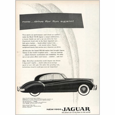 1955 Jaguar Now Drive For Fun Again Vintage Print Ad Ebay