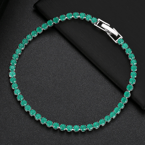 New 3MM Ultra Slim Holiday Women Jewelry Green Citrine Gemstone Silver Bracelets - Picture 4 of 7