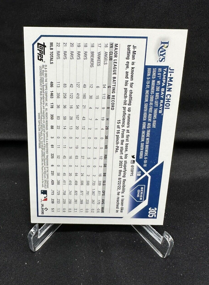 JiMan Choi Tampa Bay Rays 2023 Topps Series 1 Baseball Card 305 eBay