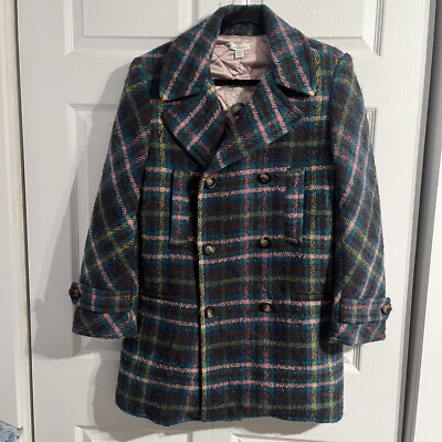 Sundance Catalog Multicolor  Tea & Toast Plaid Coat  Size PXXS