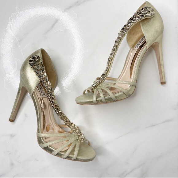 badgley mischka gold wedding shoes