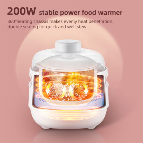 Electric Slow Cooker 1 Quart 200W Food Warmer with Ceramic O0H4 - Picture 3 of 8