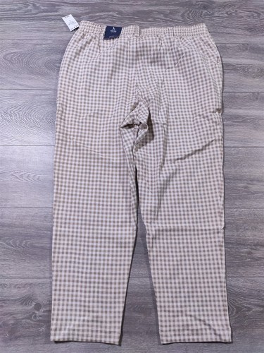 Lands End Pants Womens Large 14-16 Beige Plaid Sport Knit Tapered Leg Bottoms - Picture 9 of 9