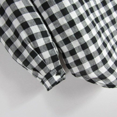 Lord & Taylor Womens XS Black White Check Gingham LS 100% Linen Button Shirt - Picture 8 of 9