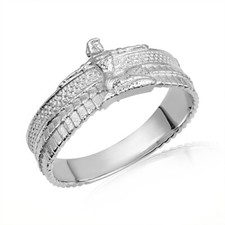 .925 Sterling Silver Egyptian Goddess Isis Textured Band Ring