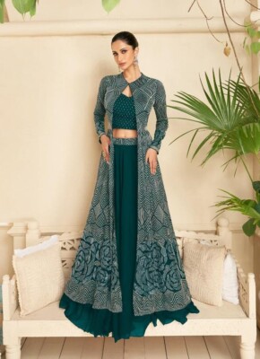 Women Lehenga with Shrug Indo-Western Wedding Party Reception Suit