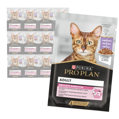 Purina Pro Plan Adult Delicate Digestion 12x85g Katzenfutter mit Pute in Sauce