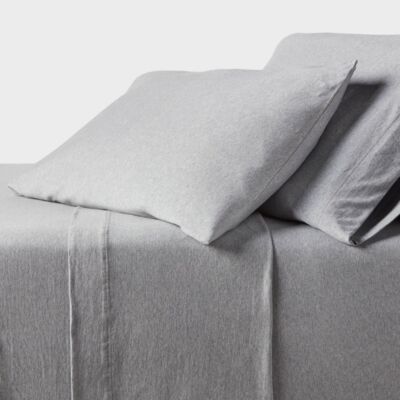 Threshold Cotton Jersey 4PC Sheet Set Soft Comfortable, Heather Gray, Queen