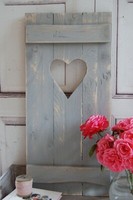 Landhaus Fensterladen Paul Mit Herz, Shabby Antique Chic, Handgefertigt, Grau