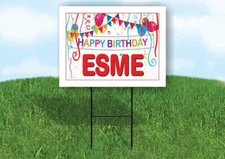 ESME HAPPY BIRTHDAY BALLOONS 18 in x 24 in Yard Sign Road Sign with Stand