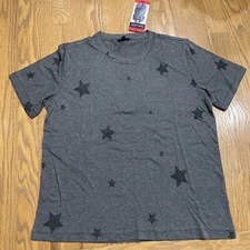 New Women Splendid Star Print T-shirt Top Size Medium M Charcoal Grey NWT