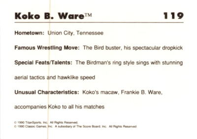 1990 Classic WWF #119 Koko B. Ware | eBay
