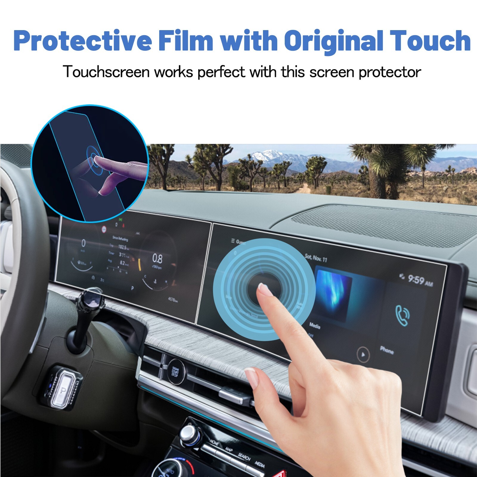 RUIYA 12.3-inch Car Screen Protector PET Film Set for Hyundai Santa Fe