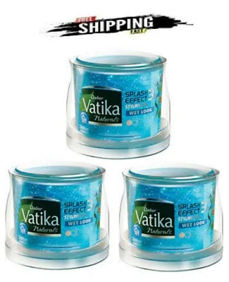 3 x 250ml Dabur Vatika Naturals Splash Effect Wet Look Styling Gel