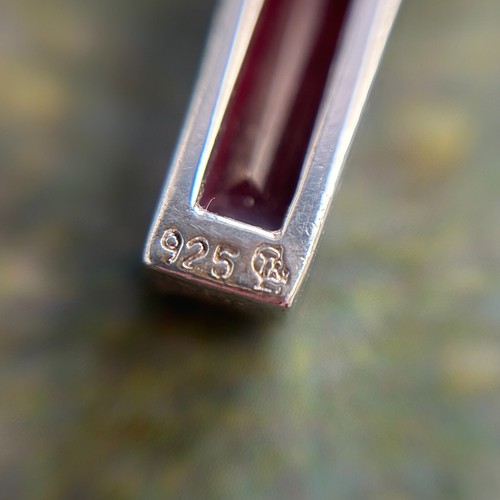 Gepunzt STERLINGSILBER 925 Rubin Rot Glas Kreuz Anhänger Halskette Ohrring Set - Bild 15 von 17