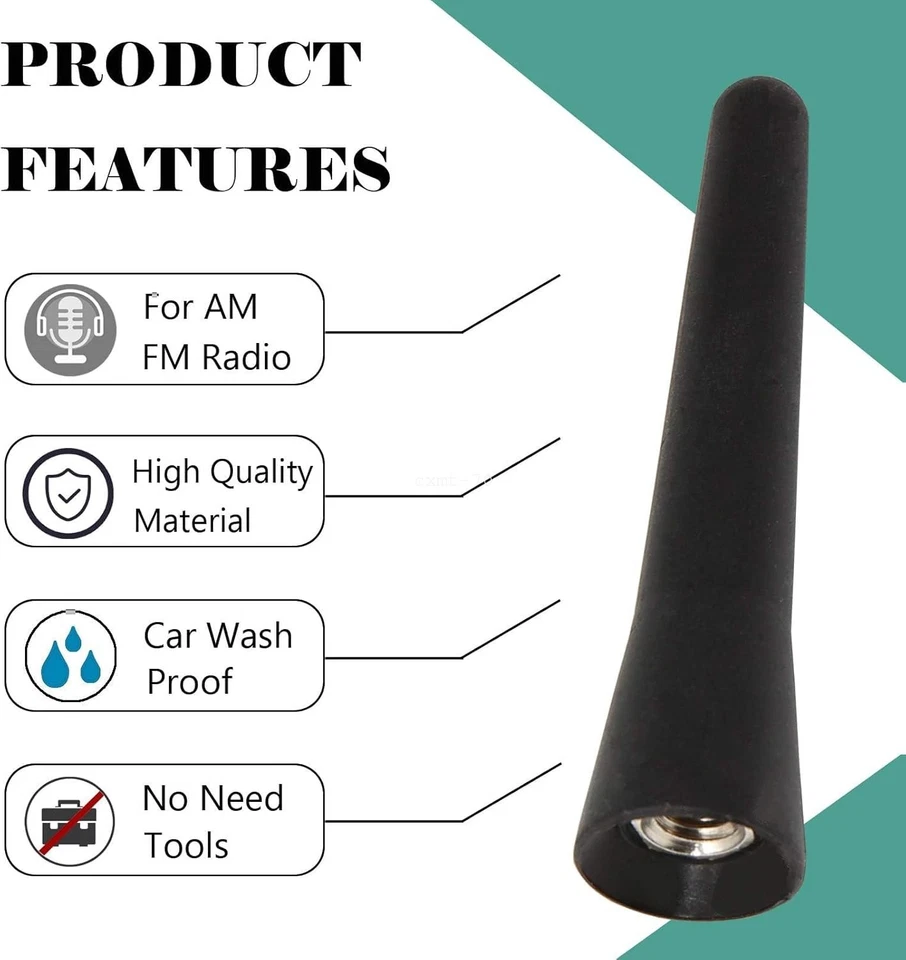 Mástil de antena de techo de auto mini radio estéreo de 2,5 pulgadas para VW Jetta 88-09 Golf 85-06 Foto 4 de 4