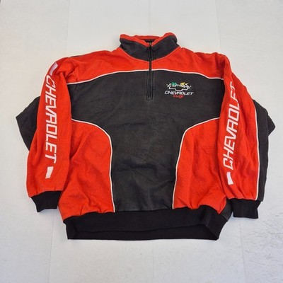 CHEVROLET Nascar Sweatshirt Pullover XXL Rot Schwarz Herren 1/4 Zip Baumwollmischung Logo