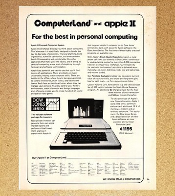Computerland Apple II Dow Jones Series PC - Magazine Print Ads Poster 1978