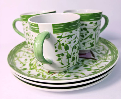 Sincerely Yours Gloria Vanderbilt SIGMA Rose 8.25  Luncheon 3 Plates & 3 Cups