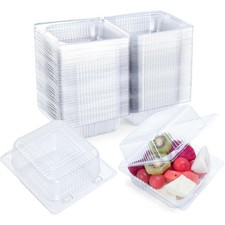 100 Count Clear Plastic Containers with Lids for Food, Thickened Disposable