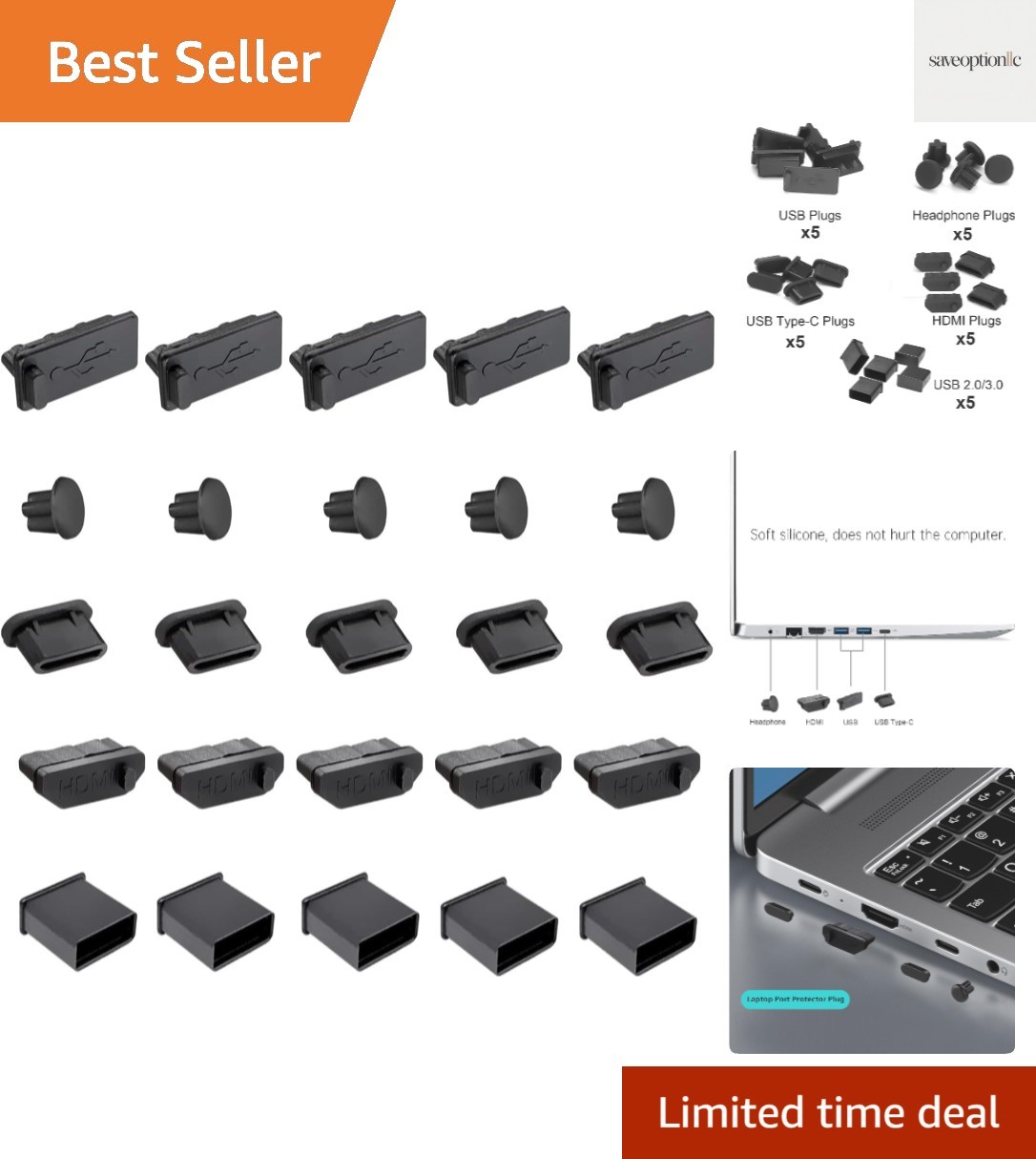 25 PCS Anti Dust Plug, USB Port Cover, Computer Laptop Ports Cover Dust Plugs...