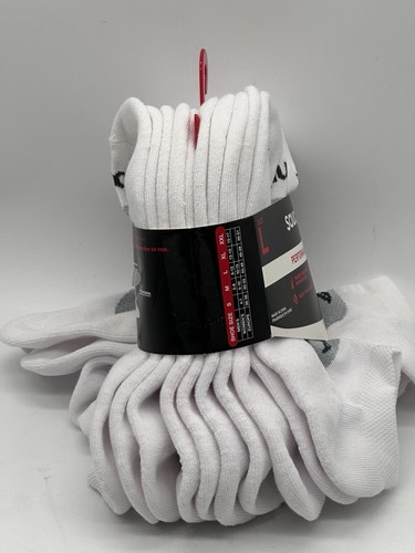 10 PAIR PACK MENS SAUCONY PERFORMANCE NO SHOW CUSHIONED SOLE SOCKS WHITE LARGE - Picture 4 of 4