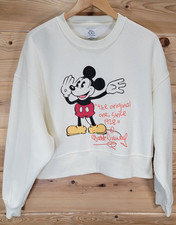 Disney 100 At Primark Crop Sweatshirt Crewneck Women Size Small Mickey Beige