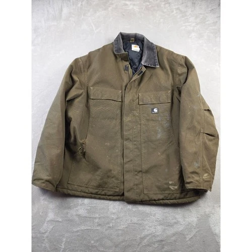 Vintage Carhartt Extremes Arctic Coat C55 Men L Bark BRK Distressed Lined Canvas - product listing photo