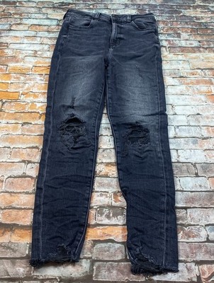 American Eagle Jeans Womens 4 Black Short Super Stretch Highest Rise Jegging