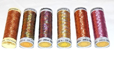 6 Spools Gutermann Polyester Metallic Effect Thread 220 Yds Each