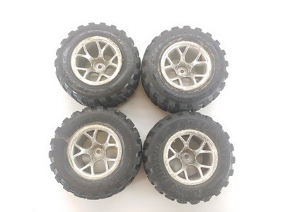 4x Vintage Proline Dirt Hawg #1070 Stadium Truck Tires on 12mm Hex HPI Wheels