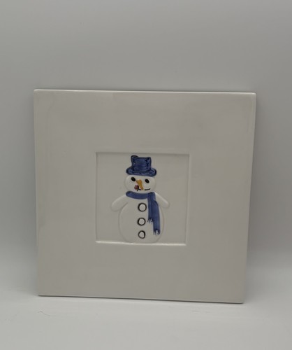 Crate And Barrel Snowman Italian Ceramic Trivet Tile Winter Christmas 8"