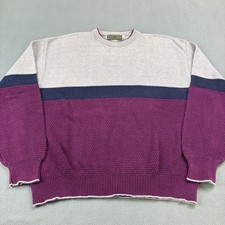 Vintage 80s Croft And Barrow Knit Striped Sweater Size XL USA Made