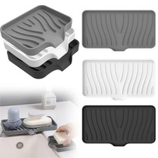 Bathroom Kitchen Soap Holders Trays Dishes Silicon Suction Pads Non-Slip Pack