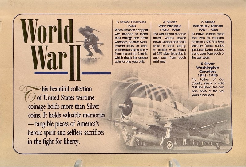 World War II American Historic 17pc. Coinage Collection Case **No Coins** !!