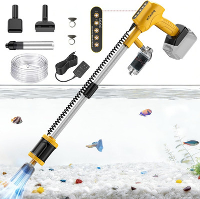 Aquarium Gravel Cleaner, Cordless/Corded 6 in 1 Electric Fish Tank Vacuum Cleane