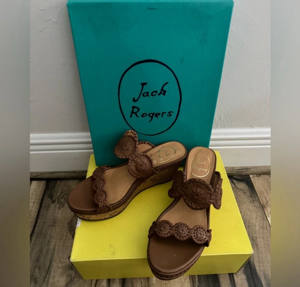 Nuevas cuñas de cuero Jack Rogers Leigh con caja talla 5,5 Foto 3 de 4