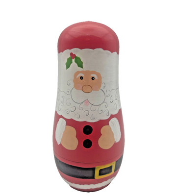 Santa, Mrs. Claus, Reindeer, Elf Wooden Nesting Dolls 6 Inches
